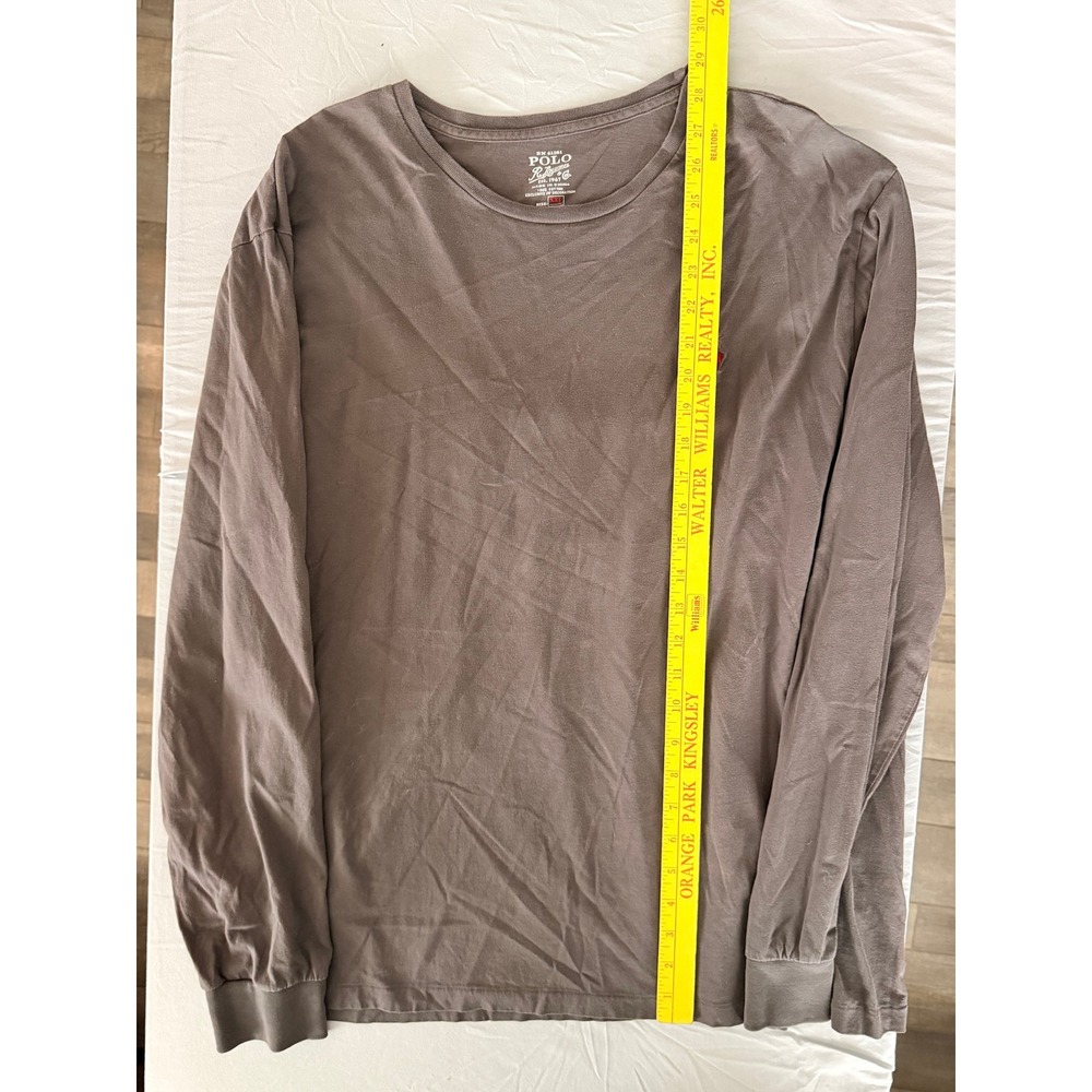 Polo Ralph Lauren Mens XXL Long Sleeve TShirt Brown Cotton Red Pony Logo RN41381
